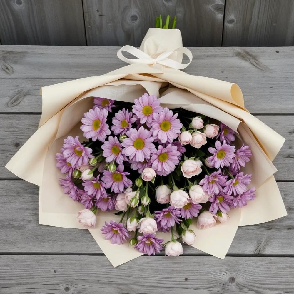 Букет цветов из: Розы и Хризантемы в Сапогово