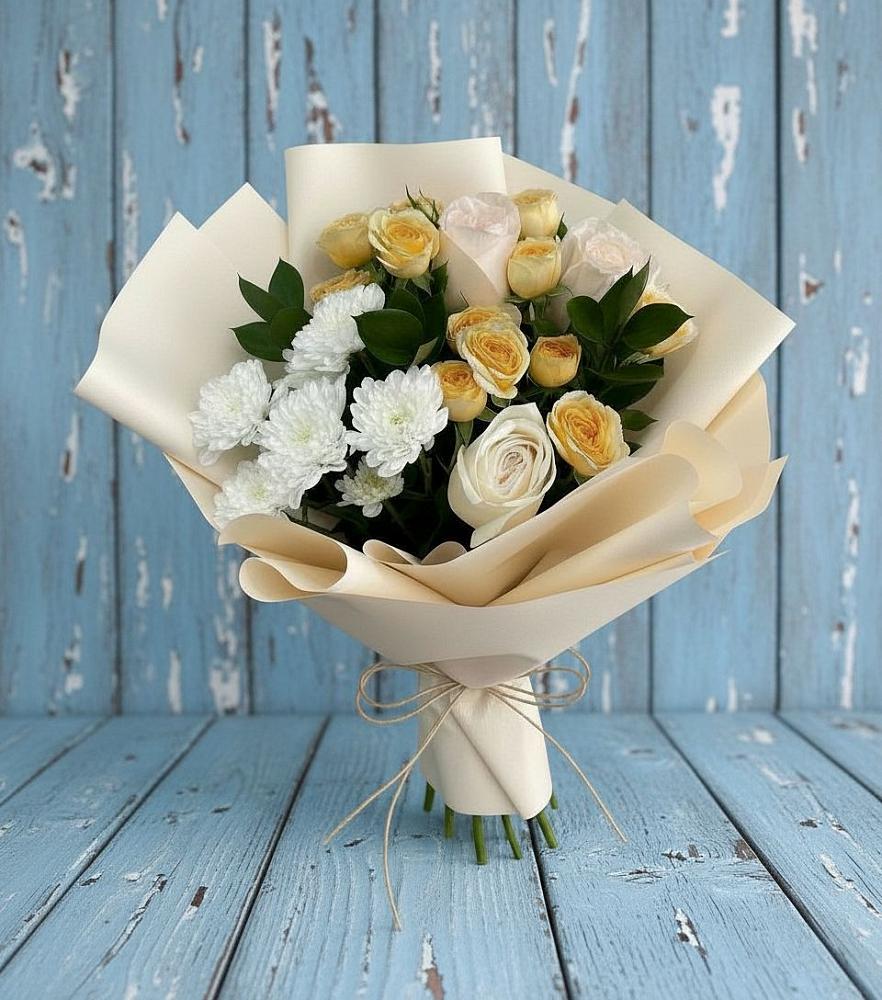 Букет цветов из: Розы и Хризантемы в Сапогово
