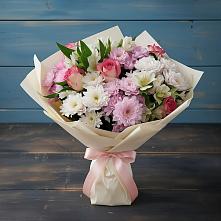 Букет цветов из:  Хризантемы, Альстромерии и Розы в Сапогово